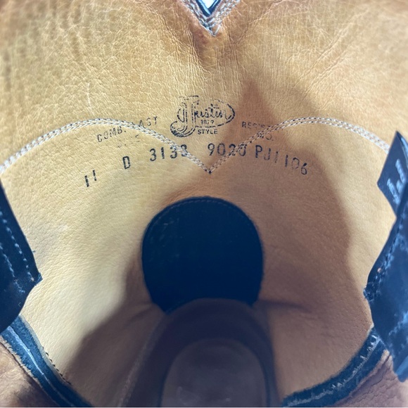 Justin Black Cowboy Boots Sz 11D - Picture 7 of 8